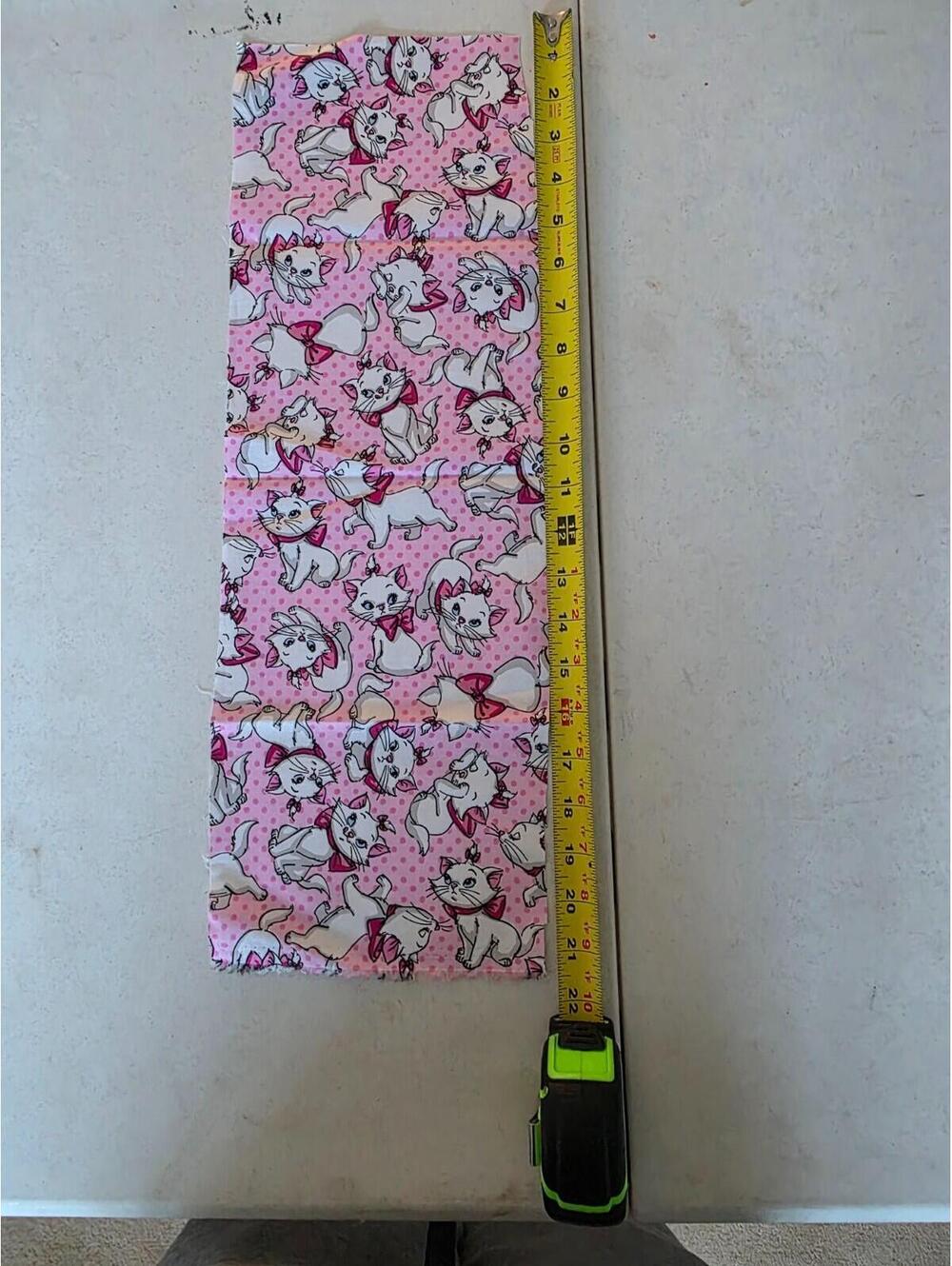 BonEful FABRIC FQ Cotton Quilt Pink White Aristocat Disney Kitten Cat Paris Dot